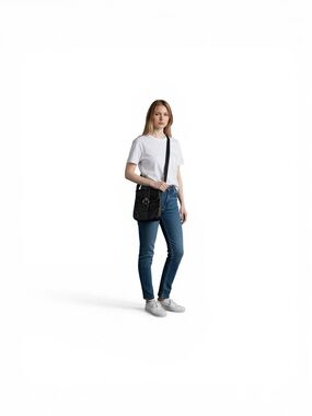 Coach Black Leather Crossbody Bag Flap Buckle Legacy Style Adjustable Strap